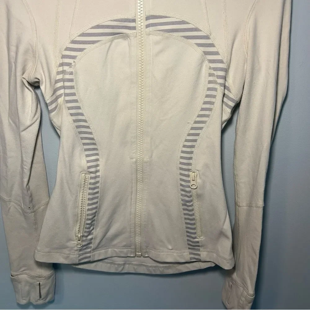 Lululemon Polar Cream Half Micro Macro Stripe Heather Silver Slate Define Jacket